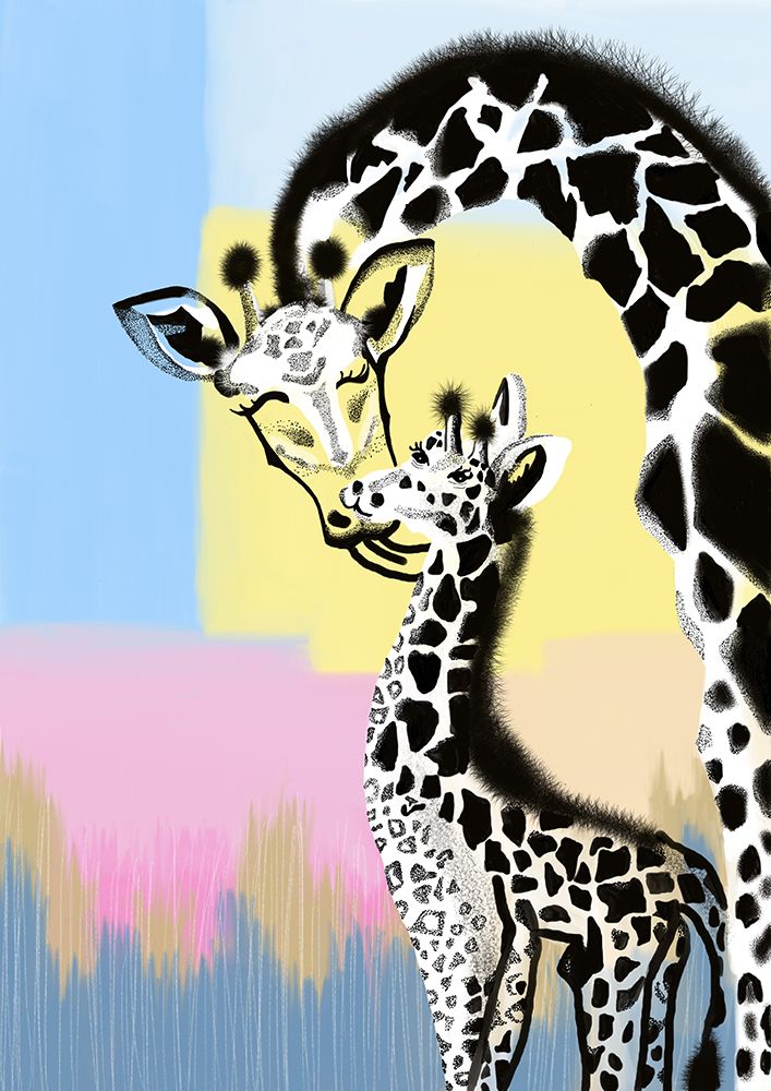 Mama Giraffe And Baby art print by Meleshnie Govender for $57.95 CAD