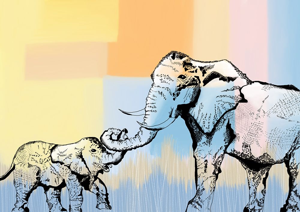 Mama Elephantand Baby art print by Meleshnie Govender for $57.95 CAD