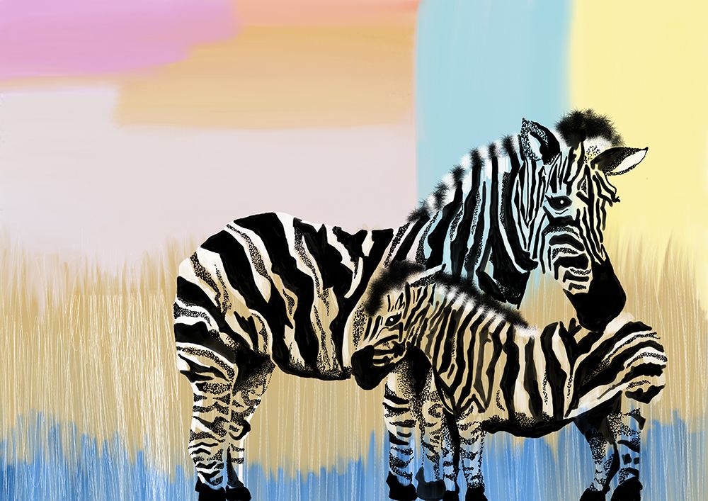 Mama Zebra And Baby art print by Meleshnie Govender for $57.95 CAD