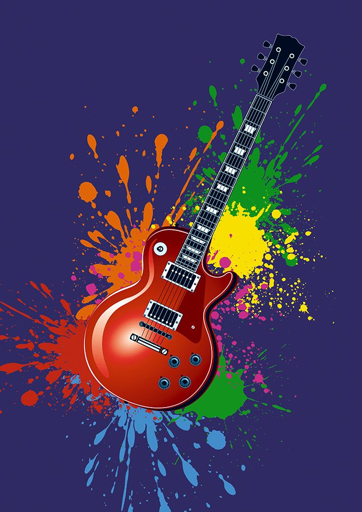 Electric Guitar Pop Art Colours (H) art print by Carlo Kaminski for $57.95 CAD
