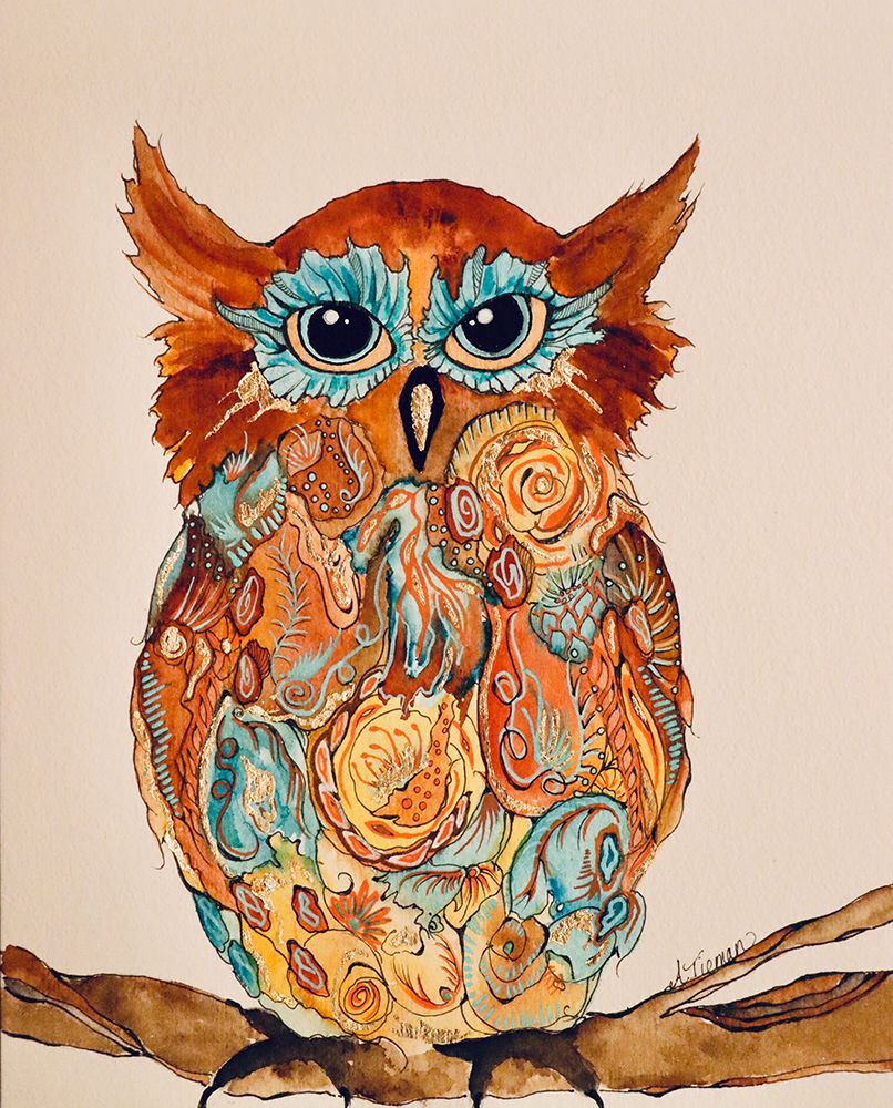 Wise Owl 2 art print by Amy Tieman for $57.95 CAD