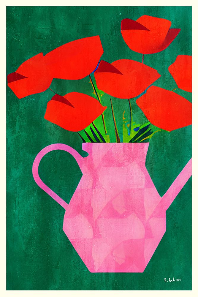 Red Poppies In A Pink Vase art print by Bo Anderson for $57.95 CAD