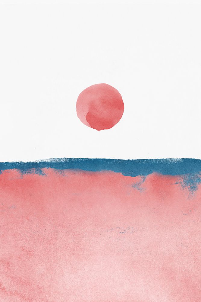 Minimal Landscape Pink And Navy Blue 02 art print by Amini54 for $57.95 CAD