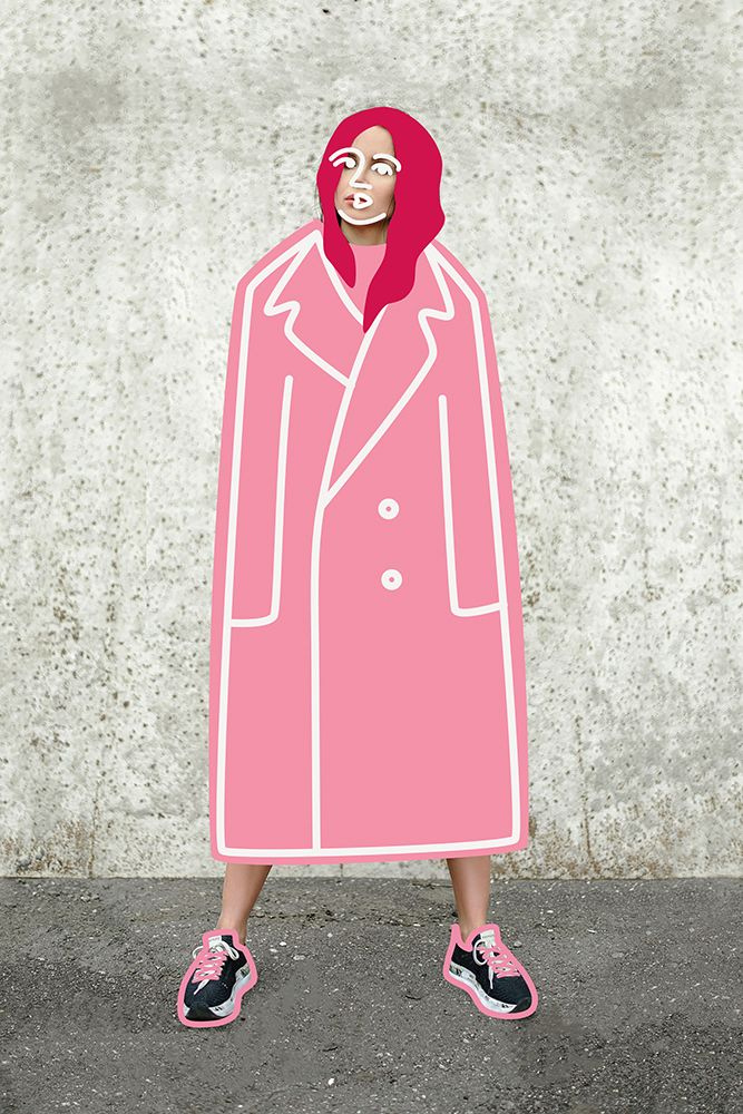 Pink Coat Lady art print by Amini54 for $57.95 CAD