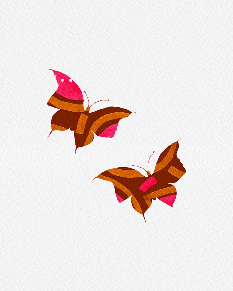 Butterflies Pink Brown Shape Silhouette art print by Michele Channell for $57.95 CAD