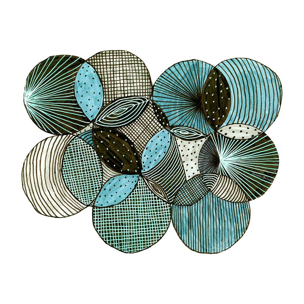 Circles Interlocking 2 Green Gray Abstract art print by Michele Channell for $57.95 CAD