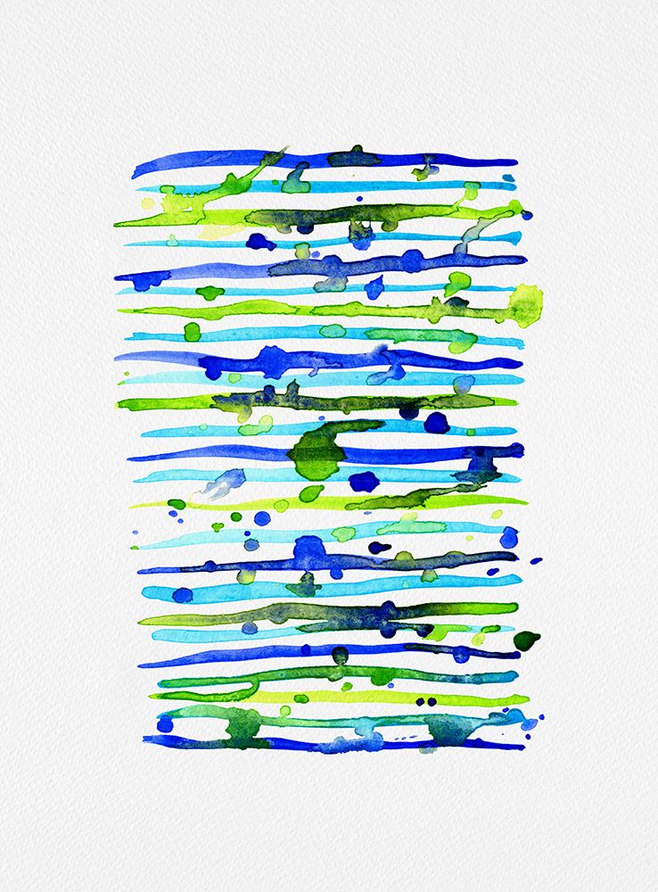 Line Splatter Blue Green Watercolor art print by Michele Channell for $57.95 CAD