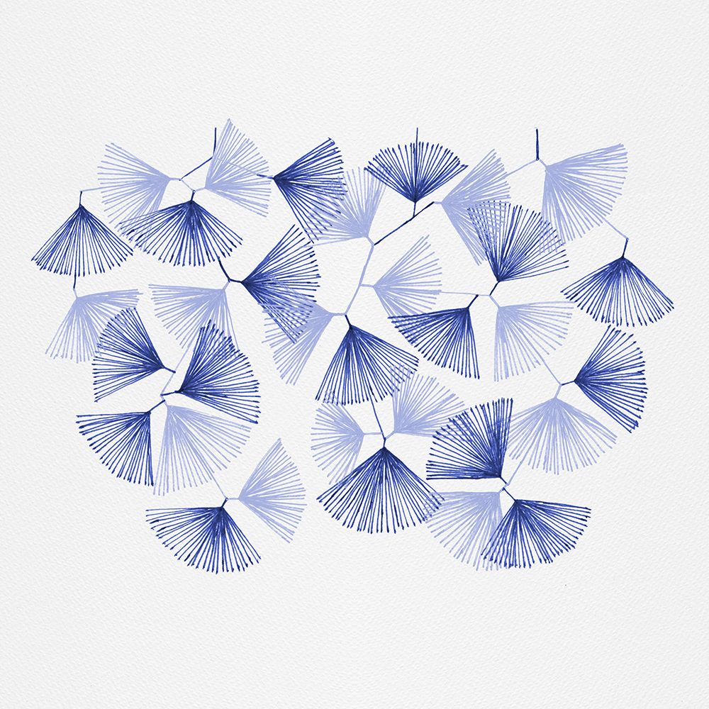 Fan Shape Lines Navy Blue art print by Michele Channell for $57.95 CAD