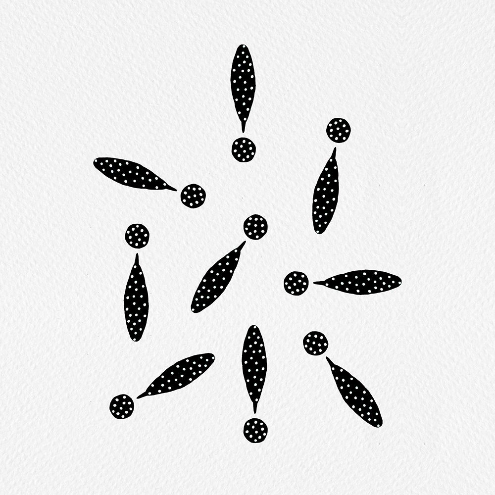 Exclamation Marks Black Polka Dots art print by Michele Channell for $57.95 CAD