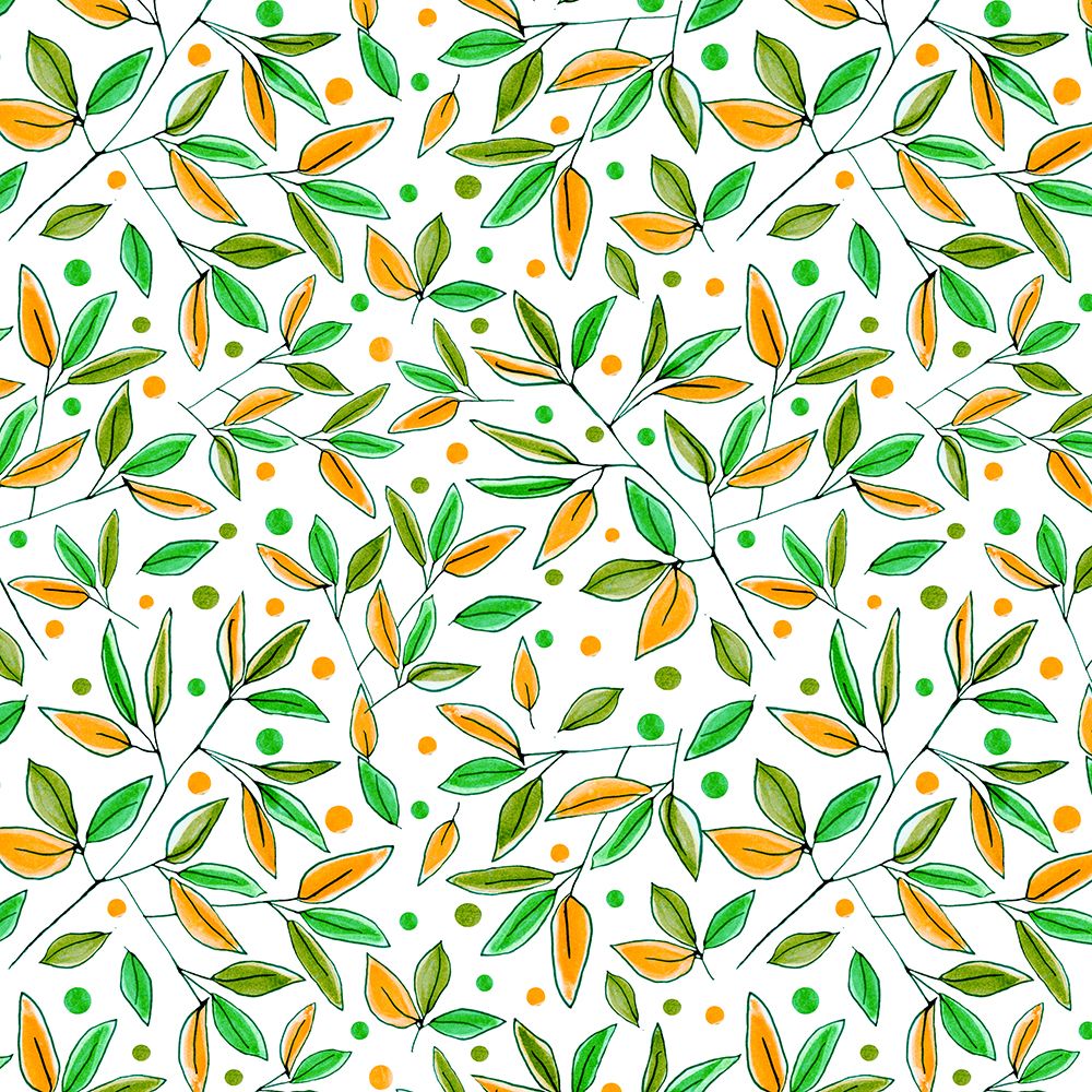 Floral Branches Orange Olive art print by Michele Channell for $57.95 CAD