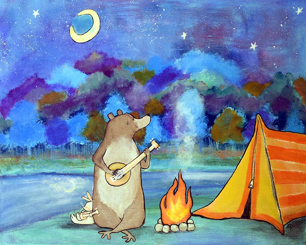 Campinginastripedtent art print by Andrea Doss for $57.95 CAD