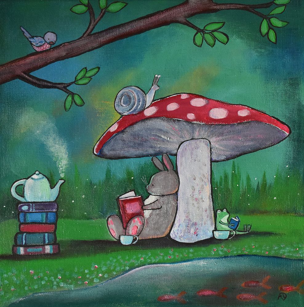 Reading Under The Toadstools art print by Andrea Doss for $57.95 CAD