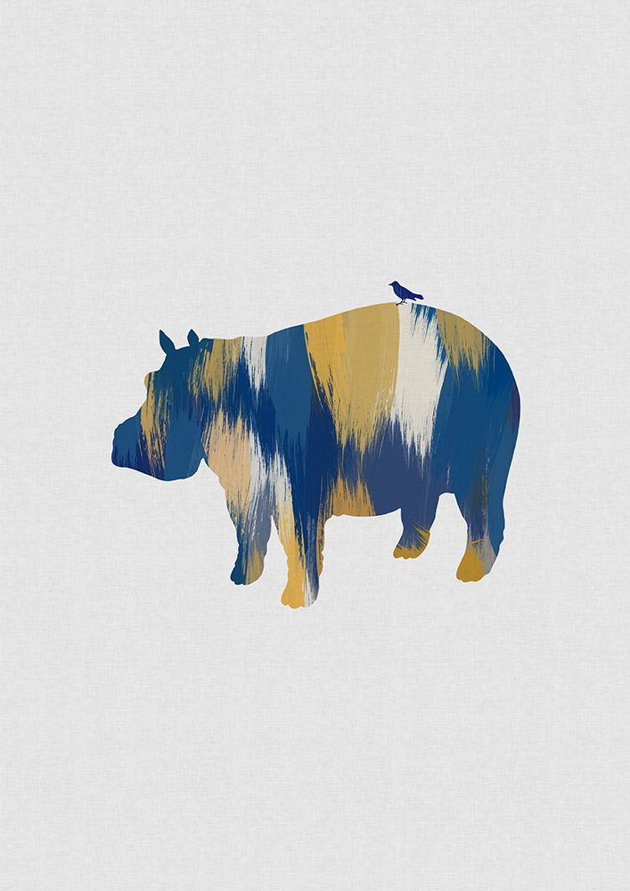 Blue A Yellow Hippo art print by Orara Studio for $57.95 CAD