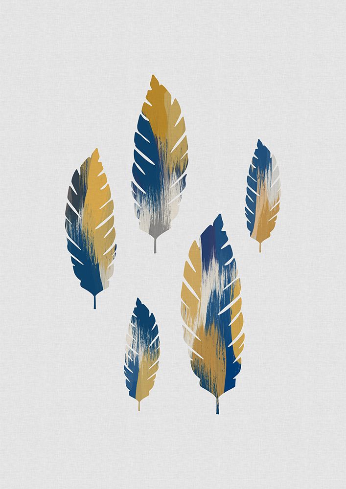 Leaves Blue A Yellow art print by Orara Studio for $57.95 CAD