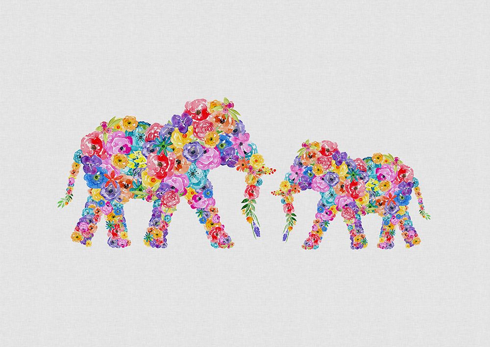 Floral Elephants art print by Orara Studio for $57.95 CAD