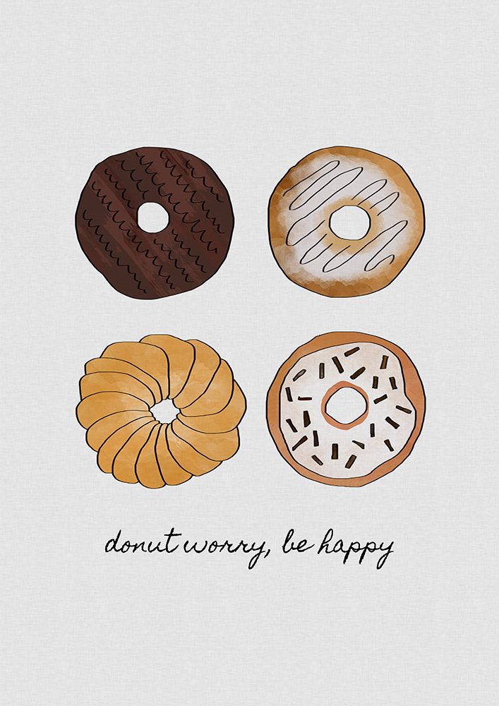 Donut Worry Be Happy art print by Orara Studio for $57.95 CAD