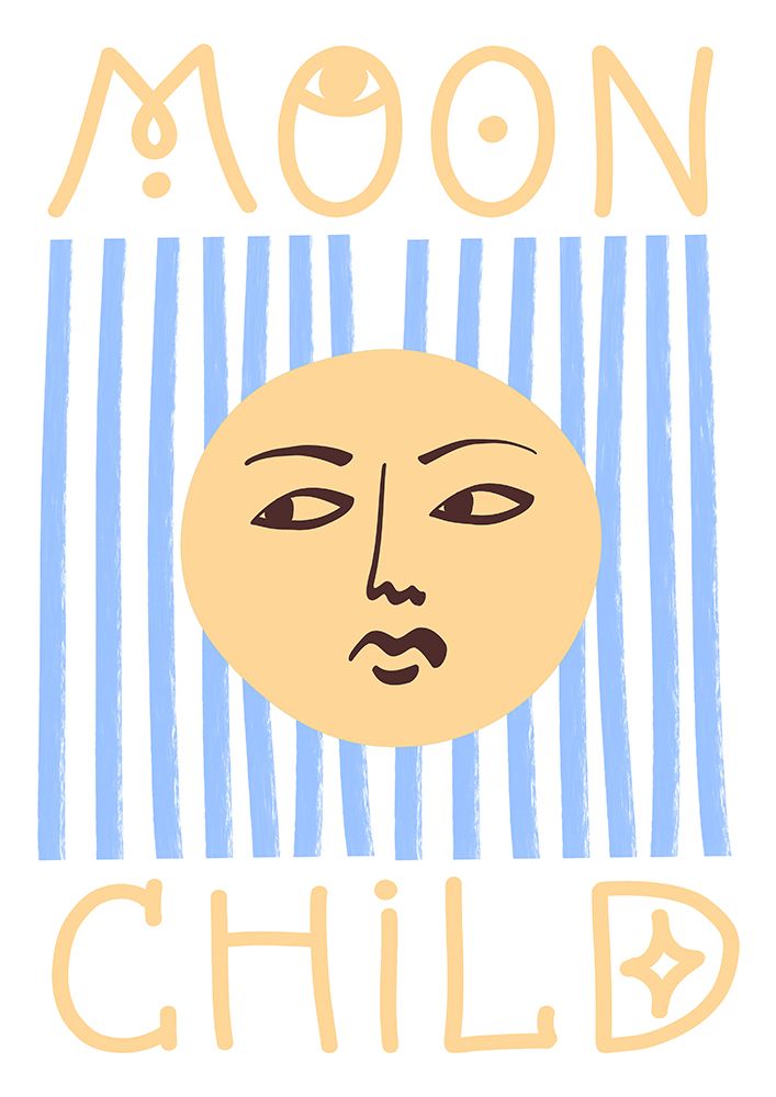 Striped Moon Child art print by Grace Digital Art for $57.95 CAD