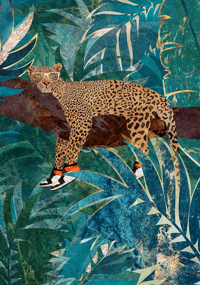 Leopard Wearing Sneakers In Jungle art print by Sarah Manovski for $57.95 CAD