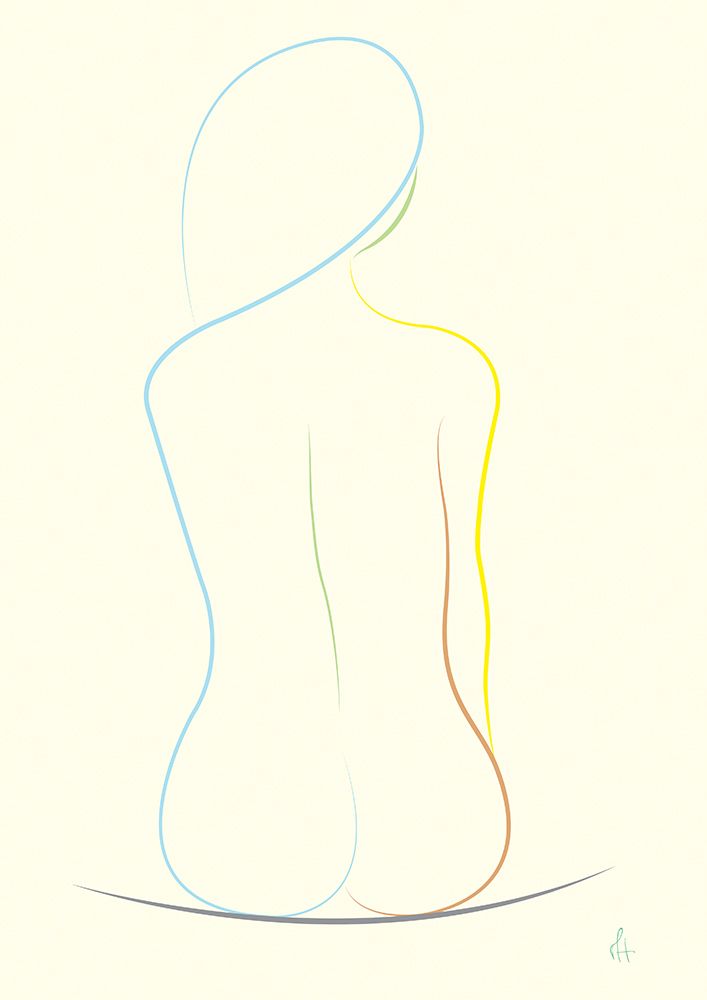 One Line Silhouette Blue Tones art print by Mette Handberg for $57.95 CAD