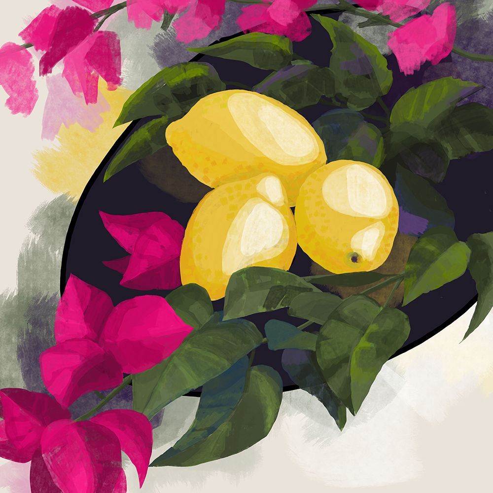 Bougainvillea And Lemons art print by Rosana Laiz Blursbyai for $57.95 CAD