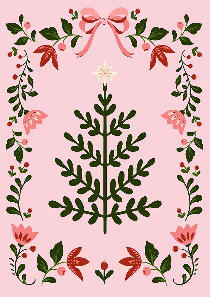 Pink Christmas Tree art print by Grace Digital Art for $57.95 CAD