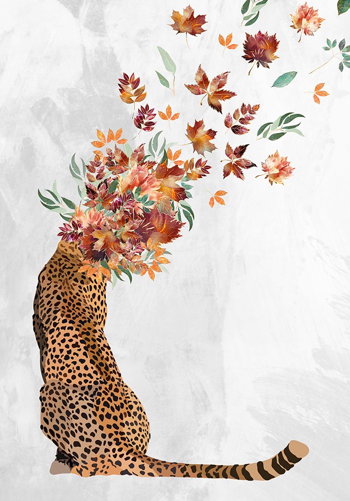 Cheetah Autumn Leaves Head art print by Sarah Manovski for $57.95 CAD