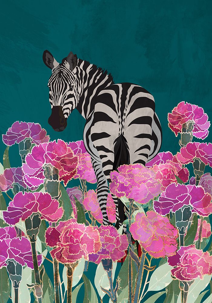 Zebra In A Field Of Flowers art print by Sarah Manovski for $57.95 CAD