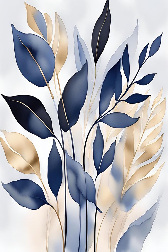 Leaves In Blue 2 art print by Sally Ann Moss for $57.95 CAD