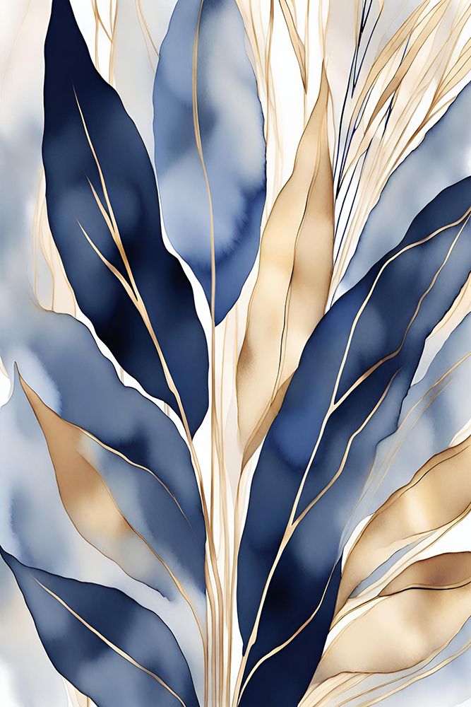 Leaves In Blue 1 art print by Sally Ann Moss for $57.95 CAD