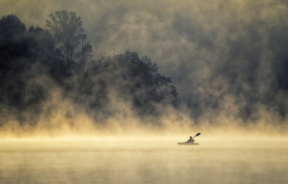 Kayaking In The Mist art print by Hannah Zhang for $57.95 CAD