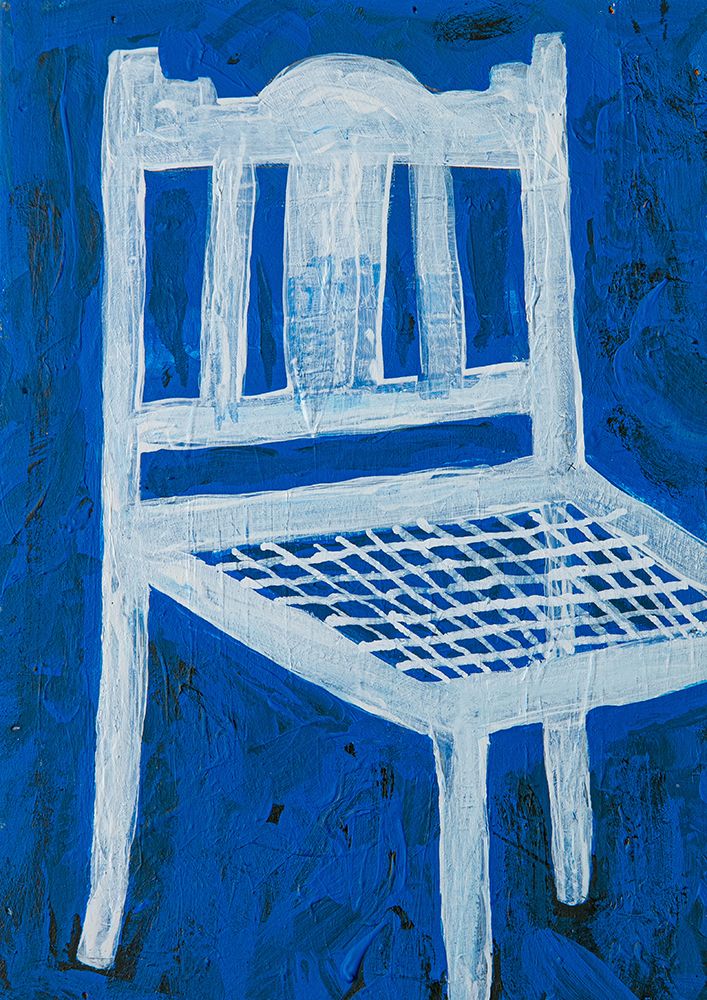 White Chair On Blue art print by Dale Hefer for $57.95 CAD