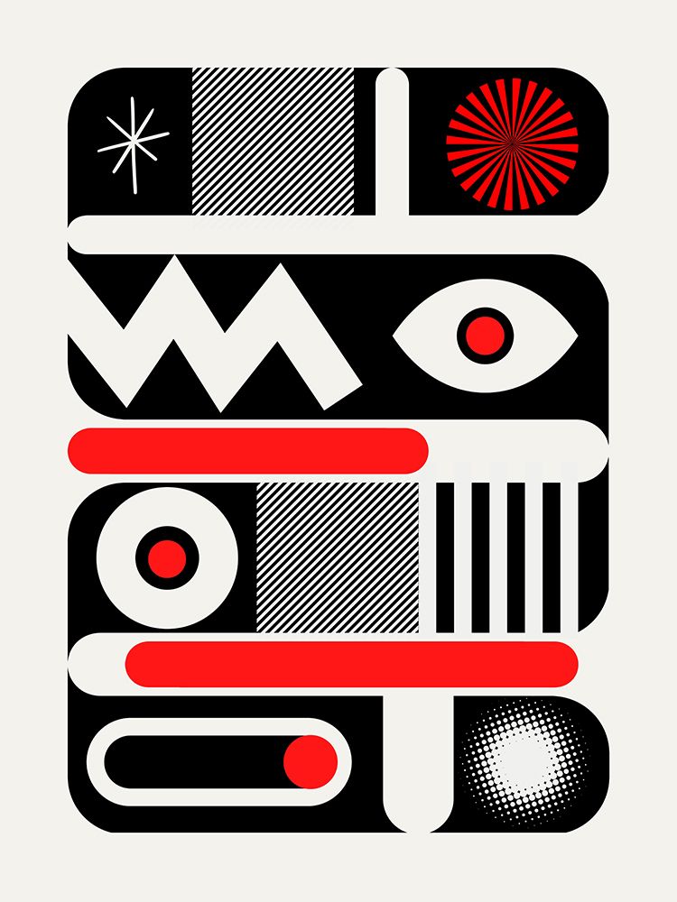 Red Mono Geometrical art print by Little Dean for $57.95 CAD
