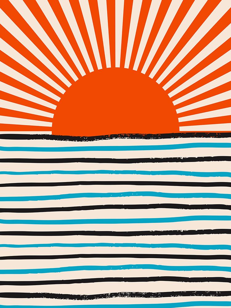 Red Sun and Sea art print by Little Dean for $57.95 CAD