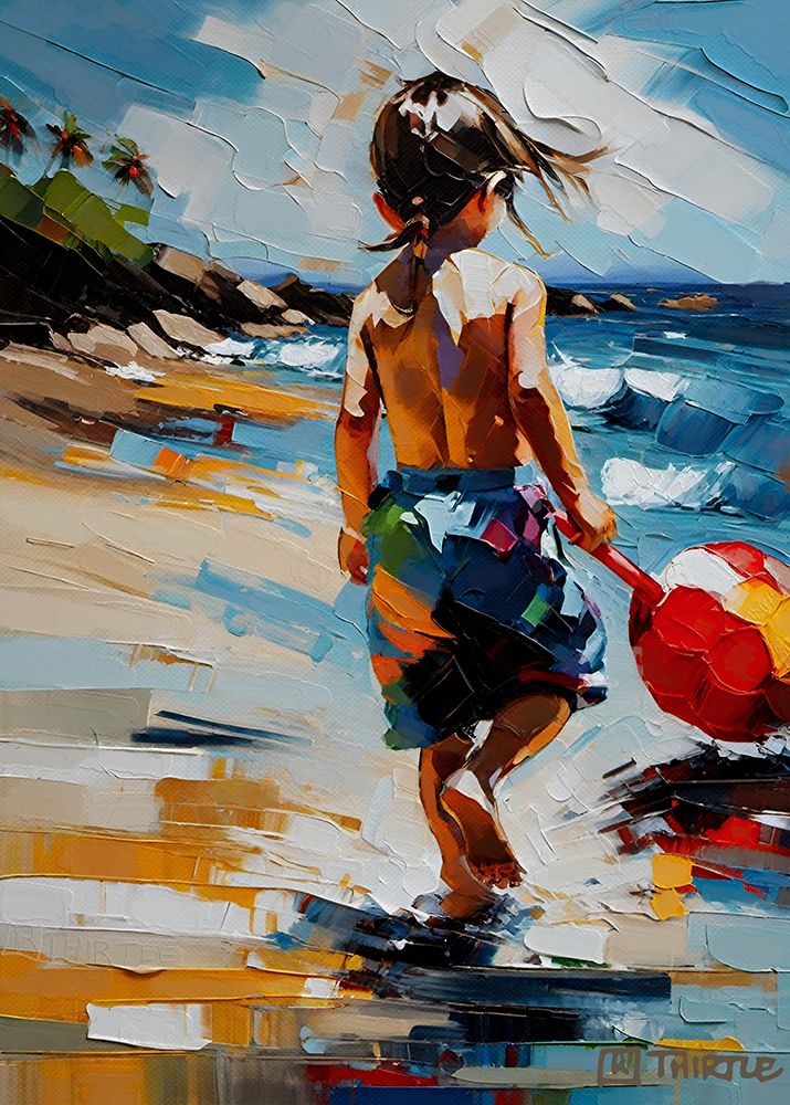 Boy On The Beach art print by Robert Thirtle for $57.95 CAD