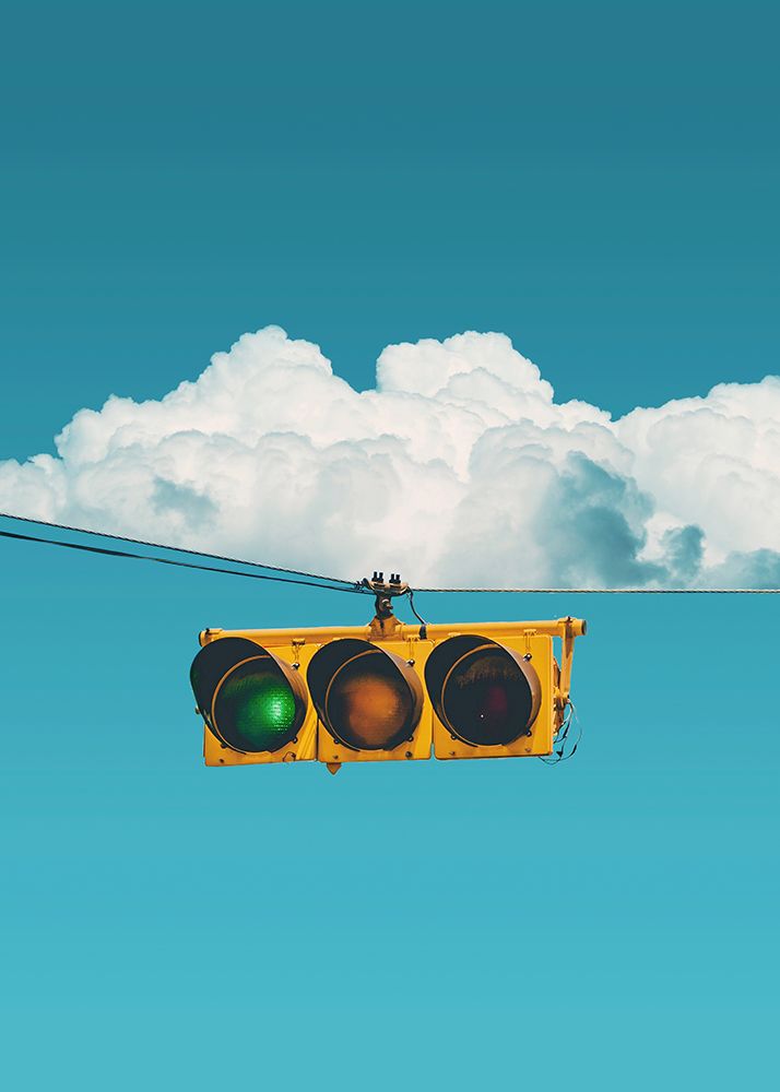 Traffic Light And Clouds art print by Al Barizi for $57.95 CAD