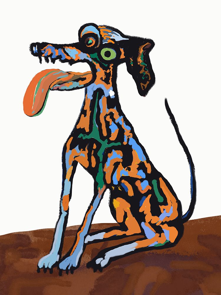 Crazy Dog Portrait art print by Little Dean for $57.95 CAD