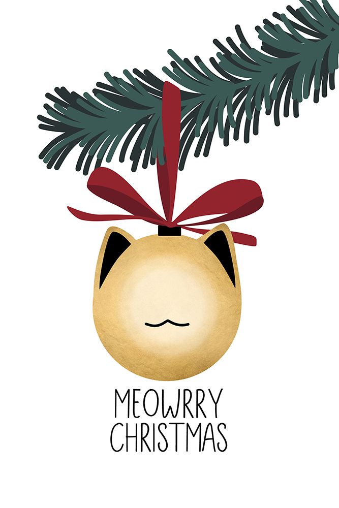 Meowrry Christmas bauble (gold white) art print by Rosana Laiz Blursbyai for $57.95 CAD