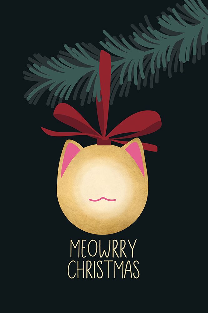 Meowrry Christmas Bauble (Black, Gold) art print by Rosana Laiz Blursbyai for $57.95 CAD