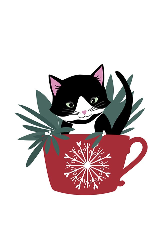 My Cat Coco In A Holiday Mug art print by Rosana Laiz Blursbyai for $57.95 CAD
