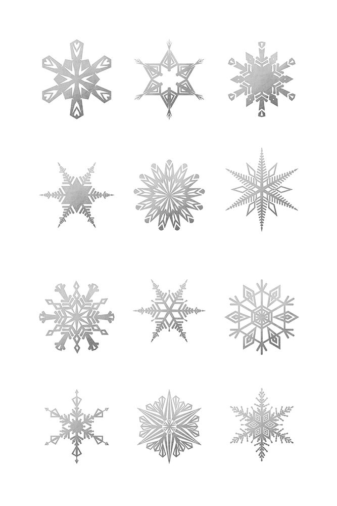 Twelve geometric snowflakes in gray art print by Rosana Laiz Blursbyai for $57.95 CAD