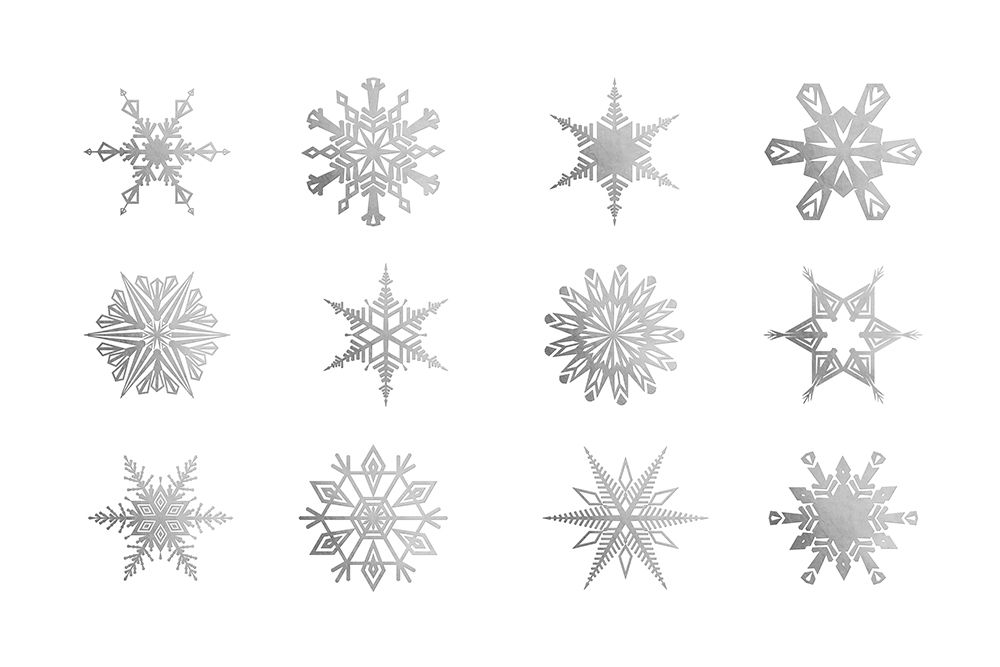 Twelve geometric snowflakes in gray art print by Rosana Laiz Blursbyai for $57.95 CAD