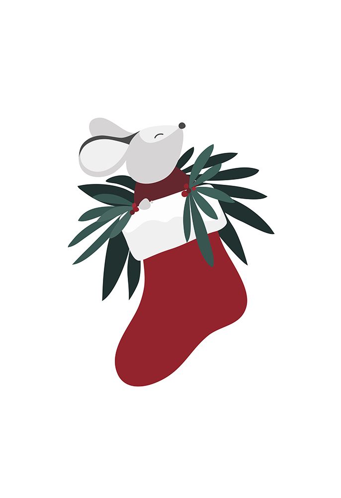 Cute mouse in a Christmas stocking art print by Rosana Laiz Blursbyai for $57.95 CAD