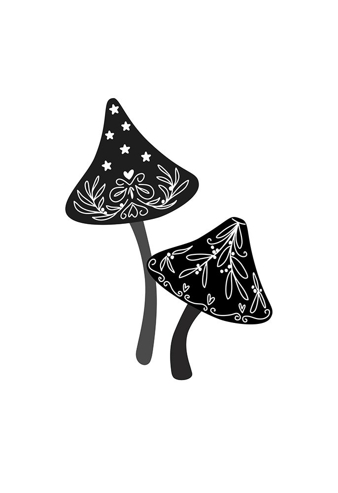Iced mushrooms in black art print by Rosana Laiz Blursbyai for $57.95 CAD