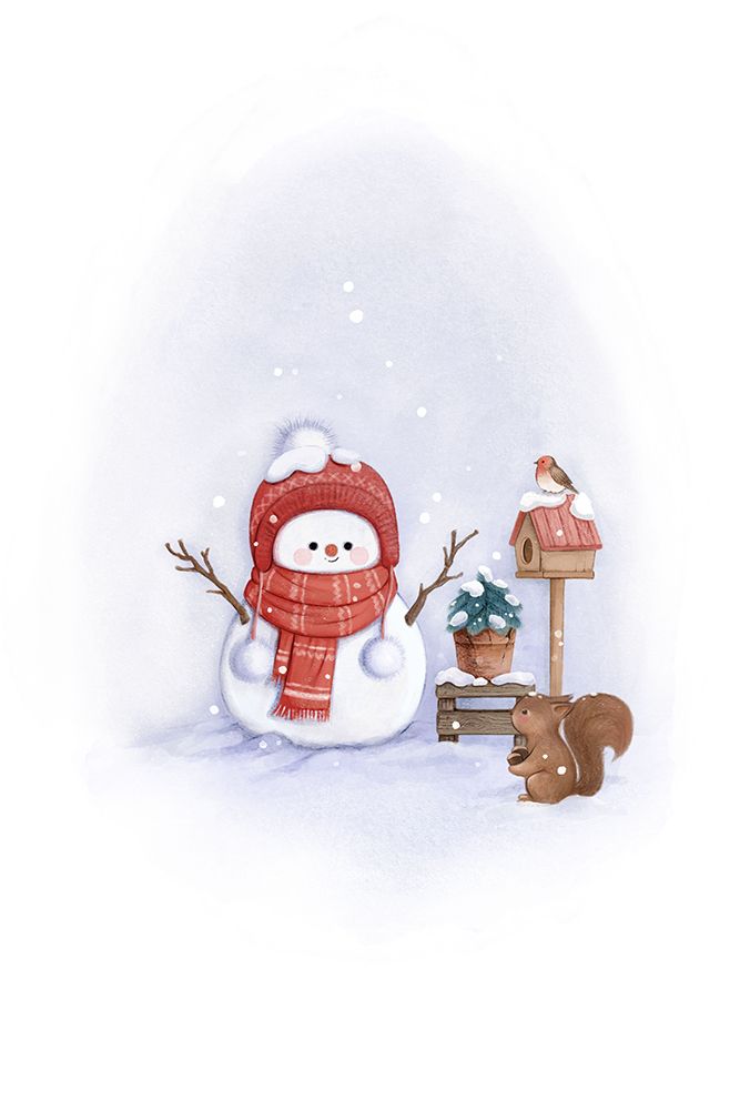 Snowman and Little Friends art print by Xuan Thai for $57.95 CAD