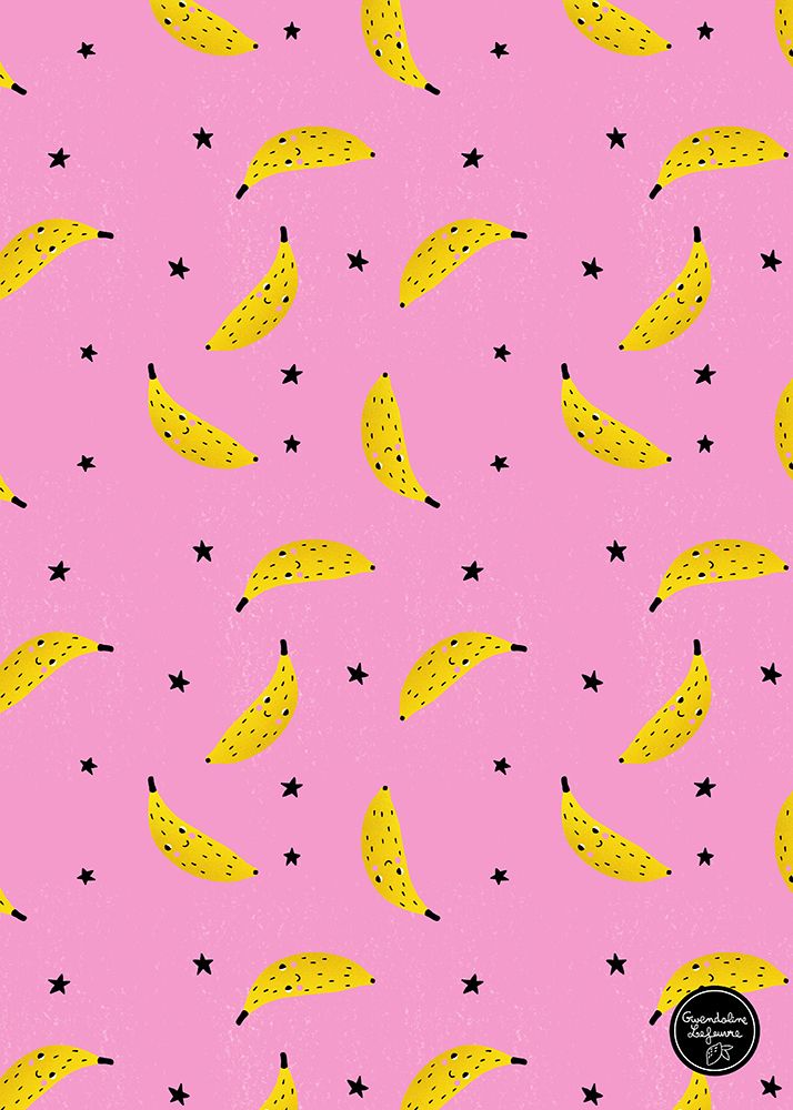 Banana Pattern art print by Gwendoline Lefeuvre for $57.95 CAD