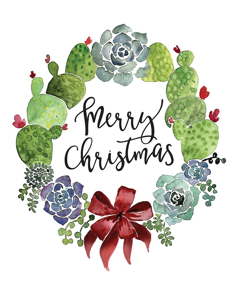 Cacti And Succulent Merry Christmas Wreath art print by Rosana Laiz Blursbyai for $57.95 CAD