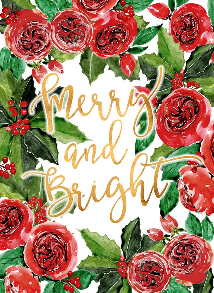 Merry And Bright Holiday Roses art print by Rosana Laiz Blursbyai for $57.95 CAD