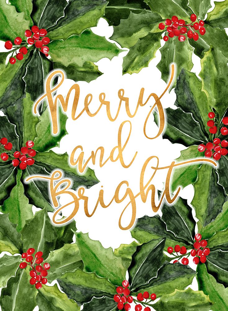 Merry And Bright Holly Floral Art art print by Rosana Laiz Blursbyai for $57.95 CAD