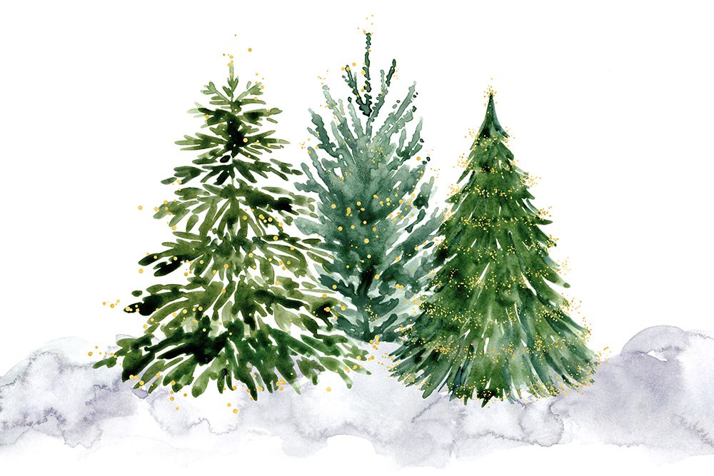 Three Watercolor Christmas Trees art print by Rosana Laiz Blursbyai for $57.95 CAD