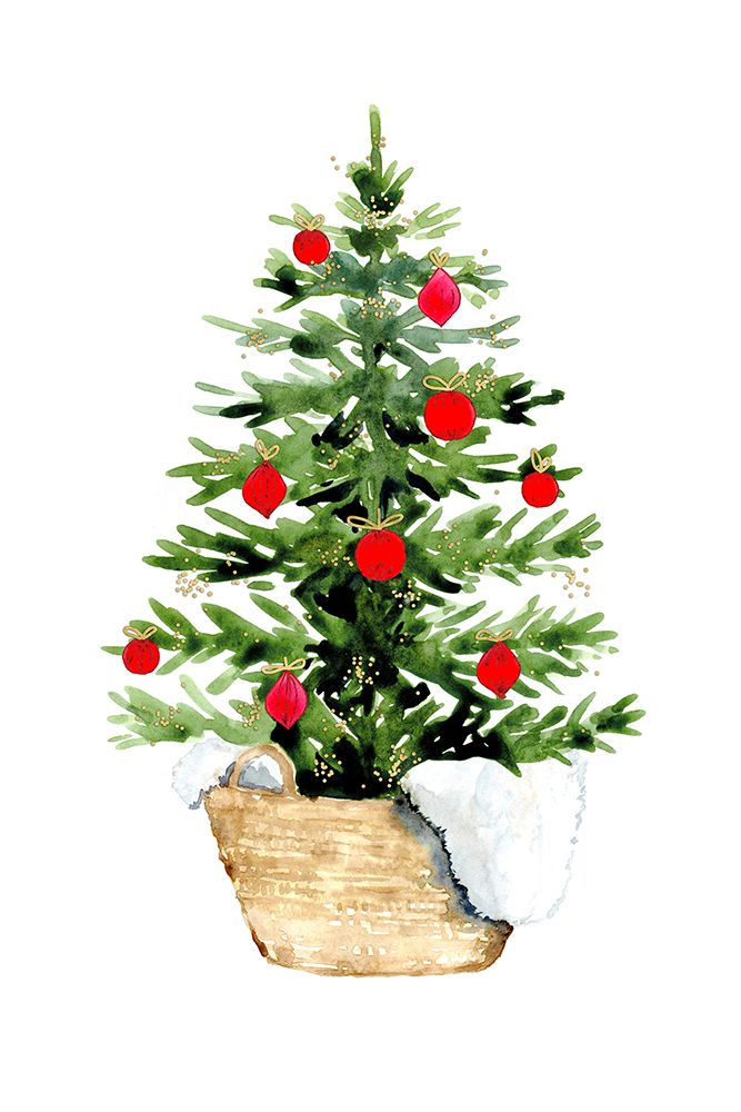 Cozy Watercolor Christmas Tree art print by Rosana Laiz Blursbyai for $57.95 CAD